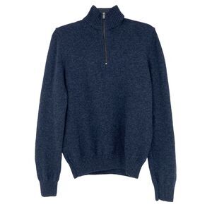 M&S Lambswool Quarter Zip Sweater Mens MEDIUM Navy Blue Marks and Spencer